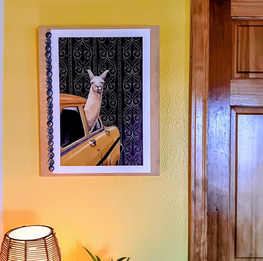 Taxi Llama Print On Art Board - Picture 6 of 6